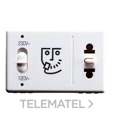 GEWISS - Base 230V 50-60Hz 3 módulos transformador de aislamiento norma euroamericana para máquina de afeitar eléctrica blanco