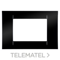GEWISS - Placa Virna 3 módulos en tecnopolímero negro tóner acabado brillante