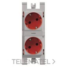 NIESSEN - BASE DE ENCHUFE SCHUKO DOBLE ROJO TAPA PLATA