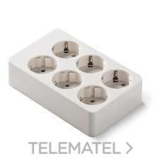 FAMATEL - BASE 6 TOMAS 16A-250V TT LAT.BLANCO - Imagen 2