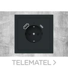 NIESSEN - TAPA SCHUKO + CARGADOR USB A+C VEGA NEGRO MATE - Imagen 2